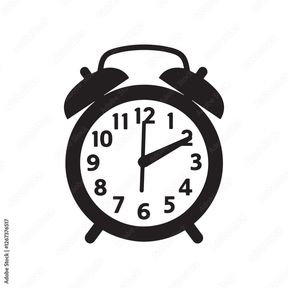 vector of black silhouette of alarm clock