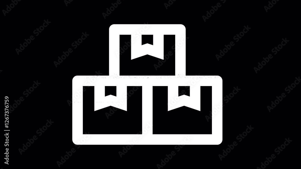 Icon boxes is distorted. Glitch. Noise, chromatic aberration, geometric distortion. Transparent background, looped. In-Out looped. Alpha BW at the end Icon boxes is distorted. Glitch. Noise, chromatic aberration, geometric distortion. Transparent background, looped. In-Out looped. Alpha BW at the end