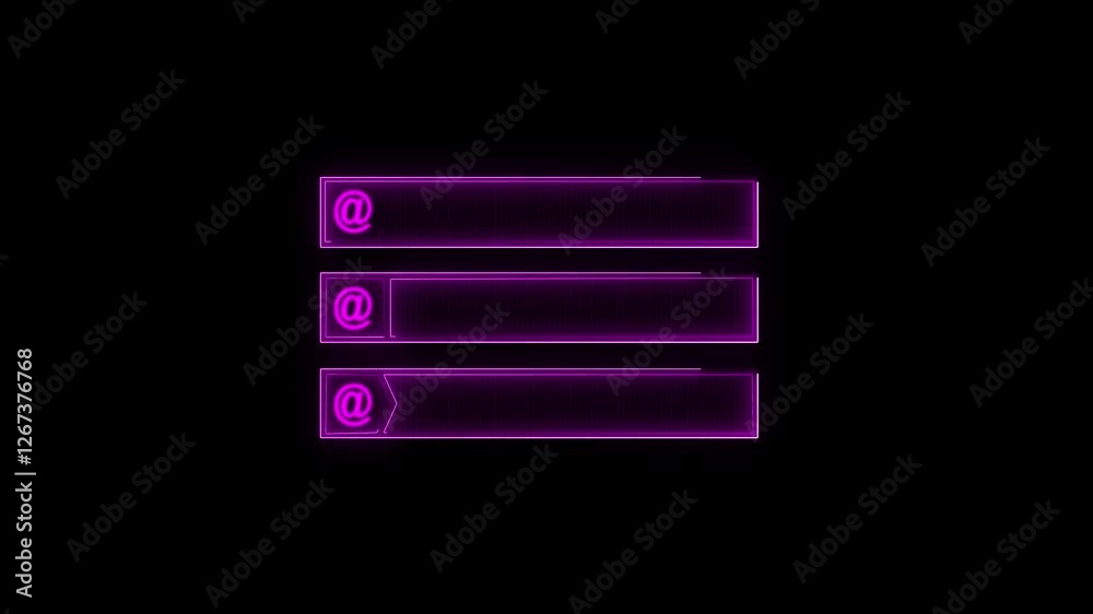 Text title box set. at sign web mail icon. isolated black background. Technology Lower animation of media with successful text. with continuous seamless loop from 1 to 10-second mark. Text title box set. at sign web mail icon. isolated black background. Technology Lower animation of media with successful text. with continuous seamless loop from 1 to 10-second mark.