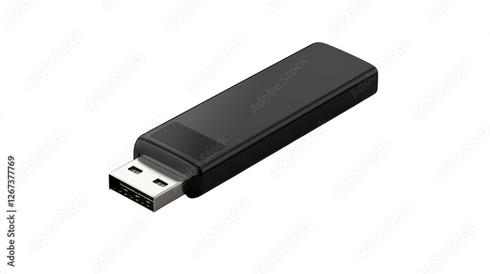 Sleek Black USB Flash Drive on Dark Background Sleek Black USB Flash Drive on Dark Background