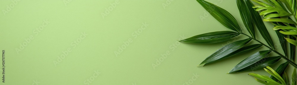 Obraz premium Green Background with Various Leaf Types for Natural and Fresh Aesthetic in Design Projects