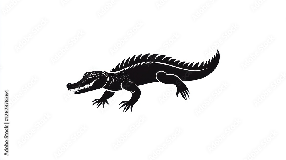 Alligator on white background for animal guides or conservation projects Alligator on white background for animal guides or conservation projects