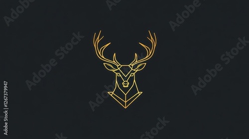 Geometric deer head, dark background, minimalist design, logo use