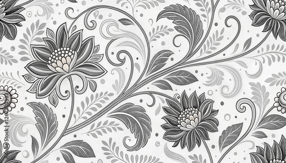 Monochrome floral seamless pattern Monochrome floral seamless pattern