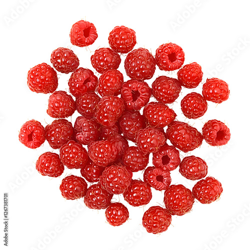 Fresh Raspberries: A close-up, overhead shot of a cluster of ripe, juicy raspberries, bursting with color and inviting a taste of summer.