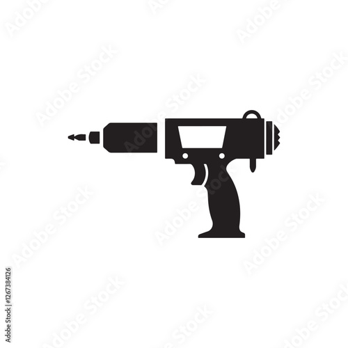 vector of black silhouette of drill machine