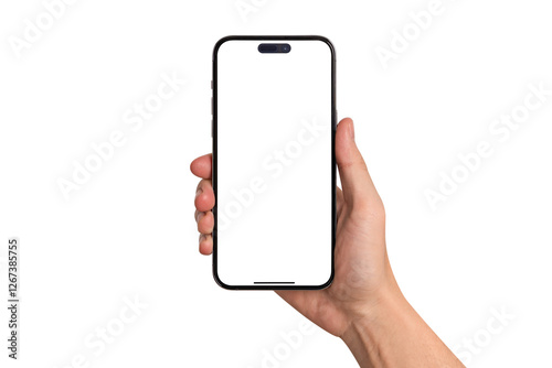 Wallpaper Mural Beautiful hand holding smartphone with blank screen. Advertising, business, finance and technology concept. Torontodigital.ca