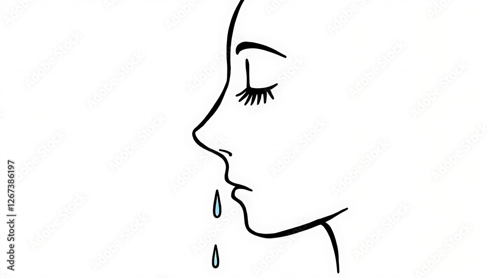 Minimalist style, simple profile outline of a face with allergy symptoms Minimalist style, simple profile outline of a face with allergy symptoms