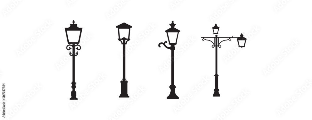 vector of black silhouette of lamppost vector of black silhouette of lamppost
