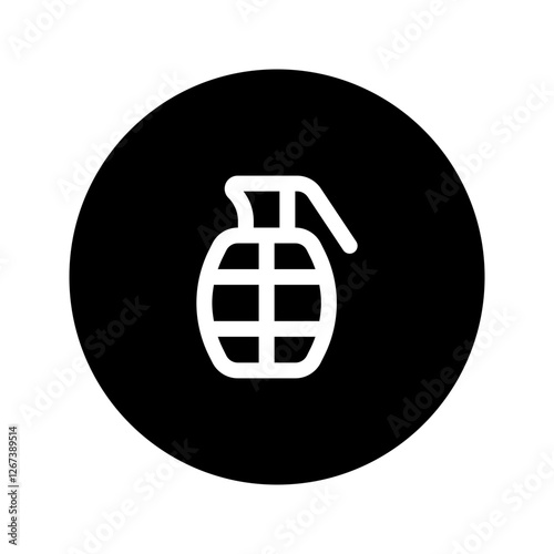 grenade line circular icon