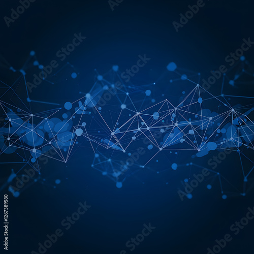 Connected network illustration lines on world abstract blue background map earth grid web concept image