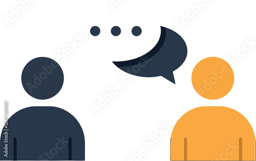 Two people engaged in conversation with speech bubbles above them