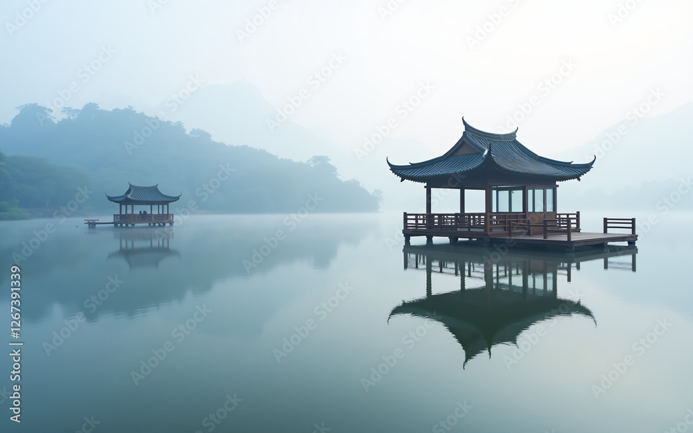 Fototapeta premium pavilion in the lake
