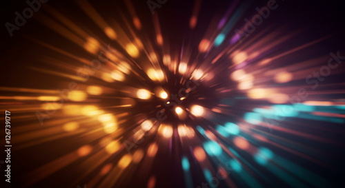 Blurred, colorful lights in a cool color palette create a soft and dreamy abstract background.