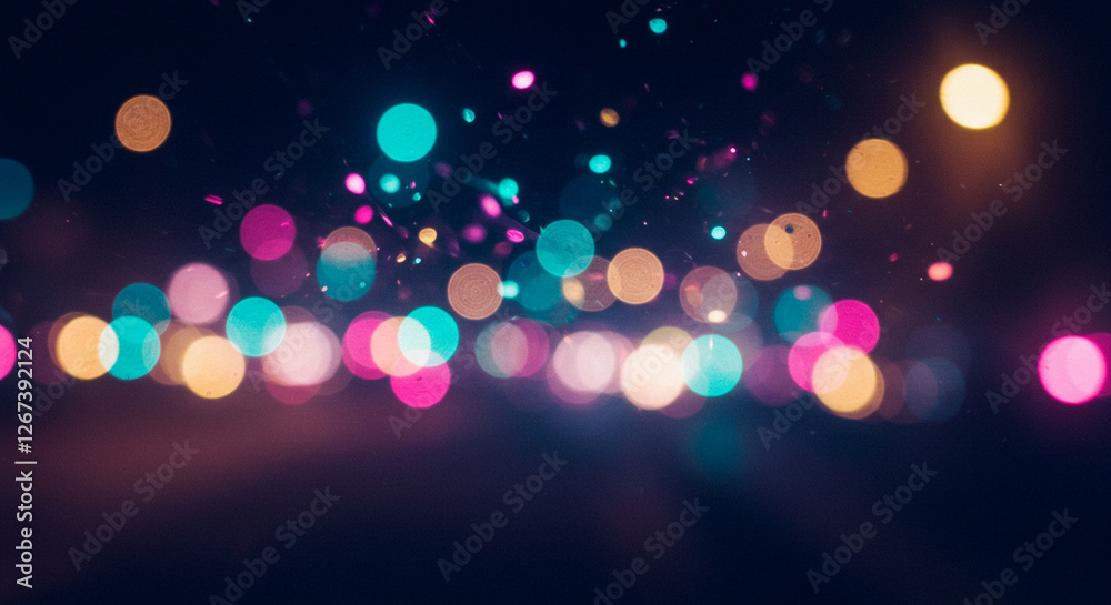Fototapeta premium An abstract background with blurred, colorful lights in a cool color palette, creating a dreamy visual effect