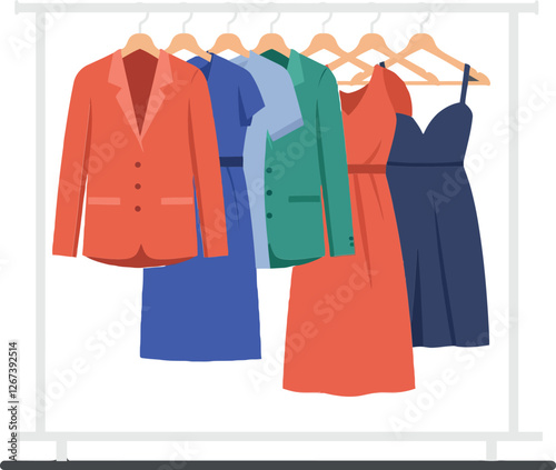 Colorful collection of stylish clothing on display in a boutique