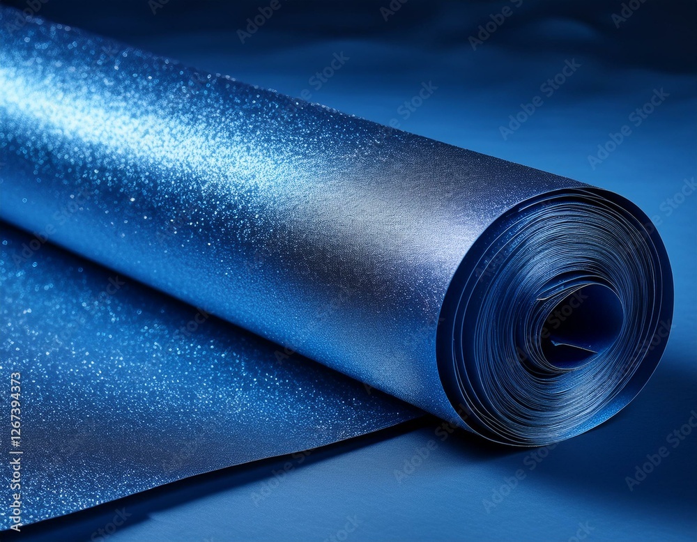 rolled navy blue shimmer paper with subtle highlights modern reflective surface ideal for premium backgrounds and creative use rolled navy blue shimmer paper with subtle highlights modern reflective surface ideal for premium backgrounds and creative use