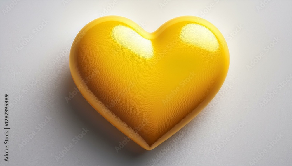 yellow heart on white background symbolizing love and happiness