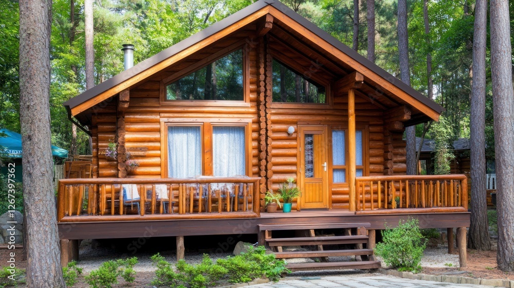 Charming Wooden Cabin in a Lush Forest Setting Charming Wooden Cabin in a Lush Forest Setting