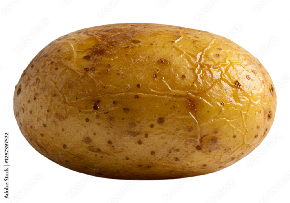 Perfectly baked potato with browned skin on a simple isolated black background Perfectly baked potato with browned skin on a simple isolated black background