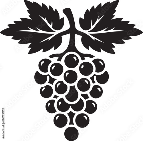 Grape silhouette vector art illustration. Grape vector icon.
