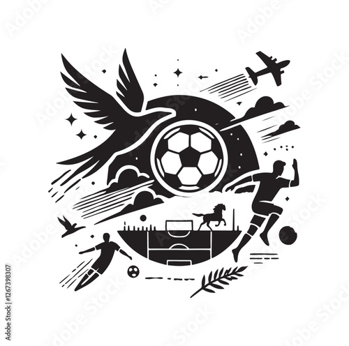 Football soccer sport team club logo silhouette vector illustration