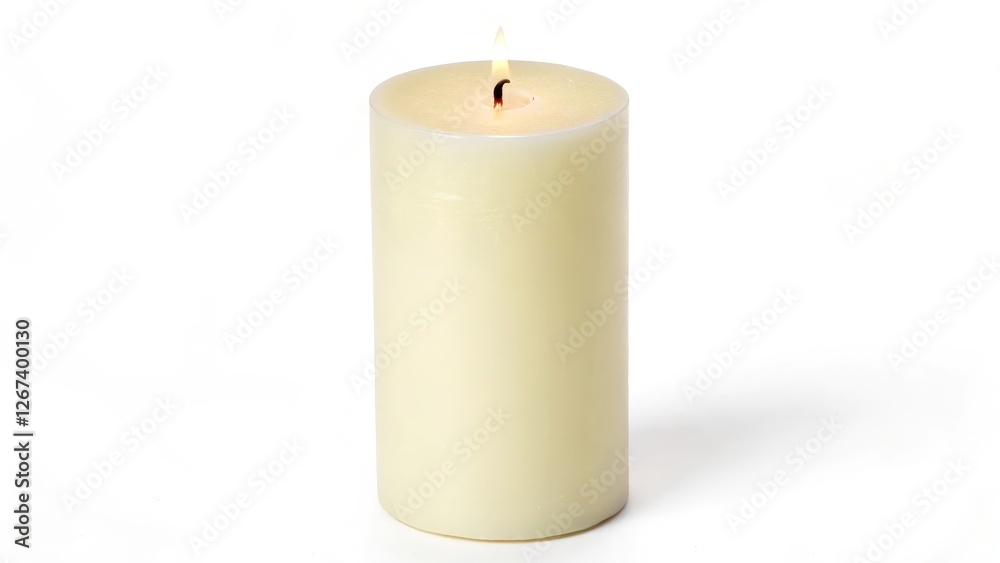 Lit Candle on White Background Lit Candle on White Background