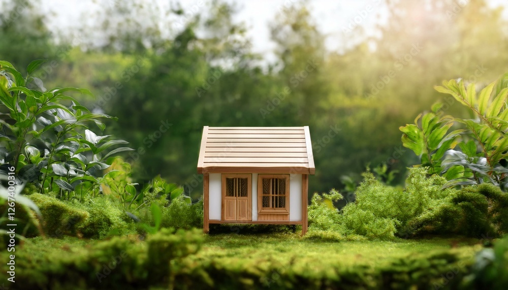tiny house surrounded by lush green foliage concept of eco friendly living tiny house surrounded by lush green foliage concept of eco friendly living
