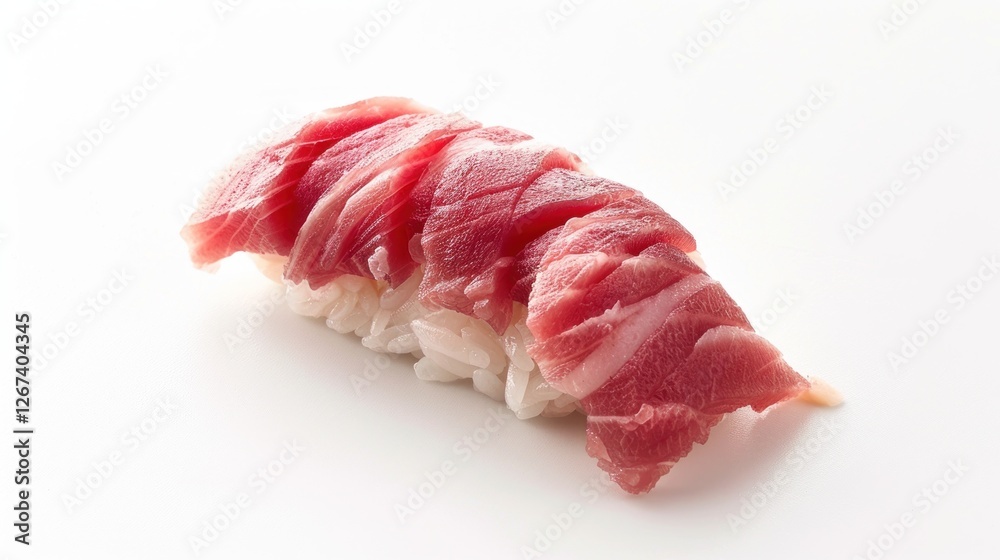 A classic nigiri sushi, with fresh fish slices atop seasoned rice, A classic nigiri sushi, with fresh fish slices atop seasoned rice,