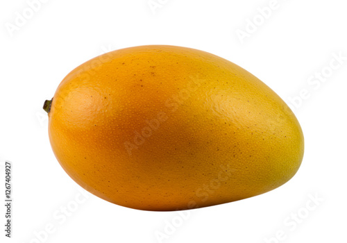 Vibrant yellow mango isolated, showcasing its natural texture in detail
