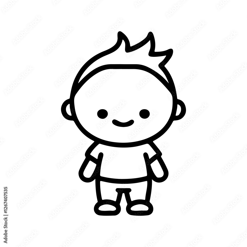 Simple Line Drawing of a Smiling Child Simple Line Drawing of a Smiling Child