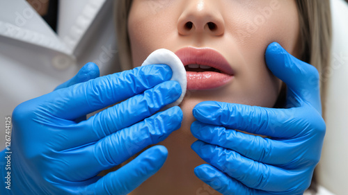 Lip Enhancement Procedure: Close-up of Cosmetic Treatment. The concept is beauty, cosmetic, enhancement, and procedure.