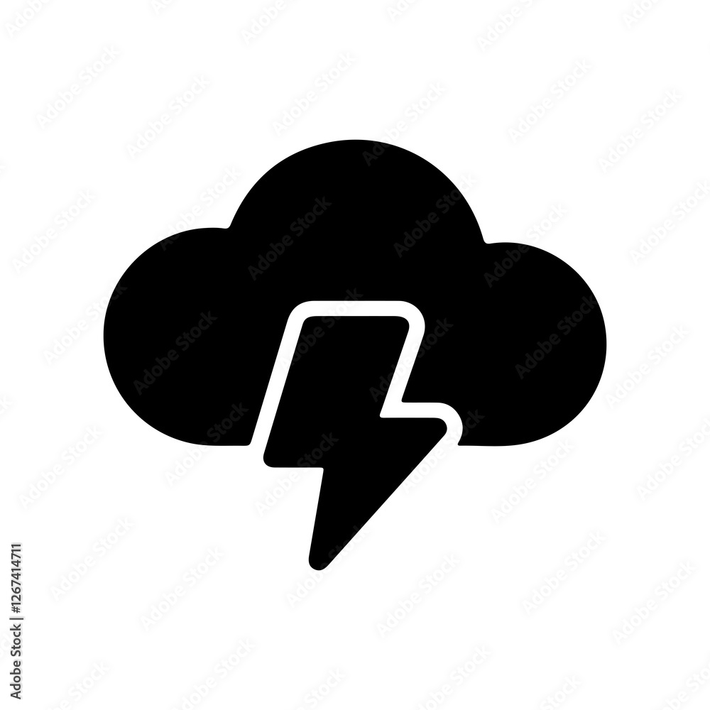 Thunderstorm Cloud Icon with Lightning Bolt Thunderstorm Cloud Icon with Lightning Bolt