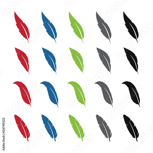 feather shape weightless bird plume icons vector image
