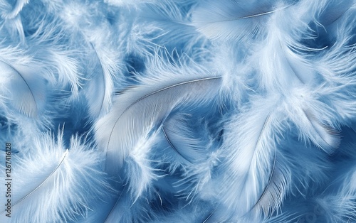 Light blue soft feathers with dreamy and airy texture ideal for elegant backgrounds luxury designs and beautiful decorative art
