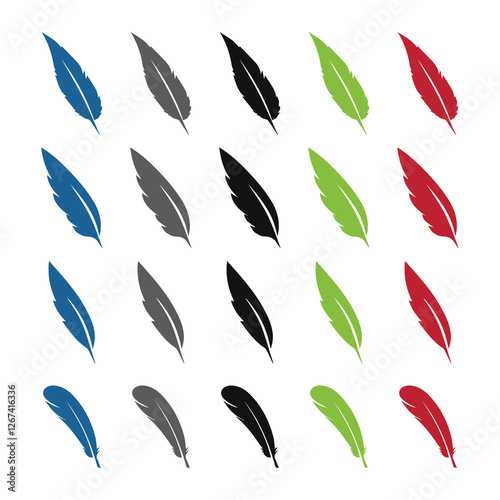 feather shape weightless bird plume icons vector image