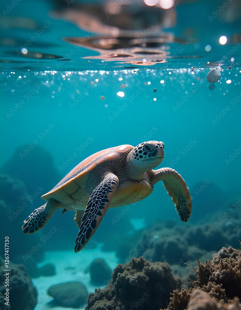 Obraz premium sea turtle swimming in the sea