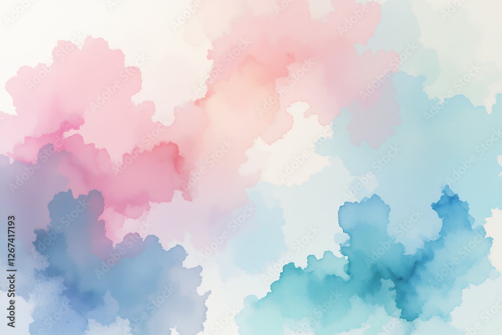 Fototapeta premium Abstract Watercolor Background Soft Pastel Pink Blue and Teal Cloud Design