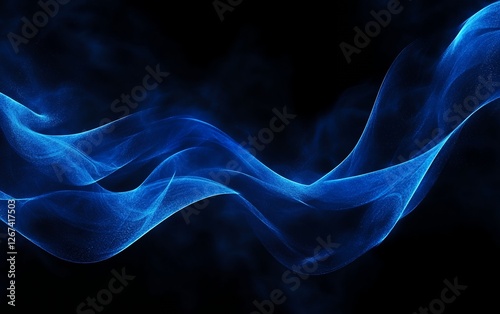 Futuristic blue light wave with flowing digital energy lines and abstract smooth motion creating a modern technology inspired background