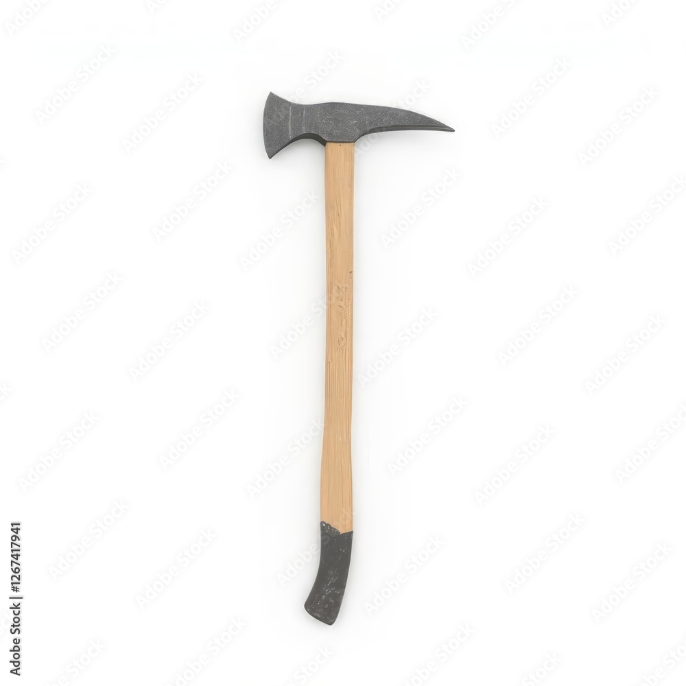Close up of a Hammer Featuring a Metal Head and a Wooden Handle on White Close up of a Hammer Featuring a Metal Head and a Wooden Handle on White