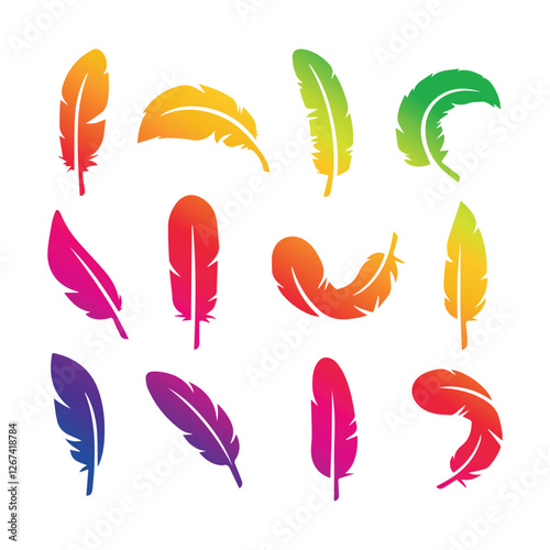 feather shape weightless bird plume icons vector image