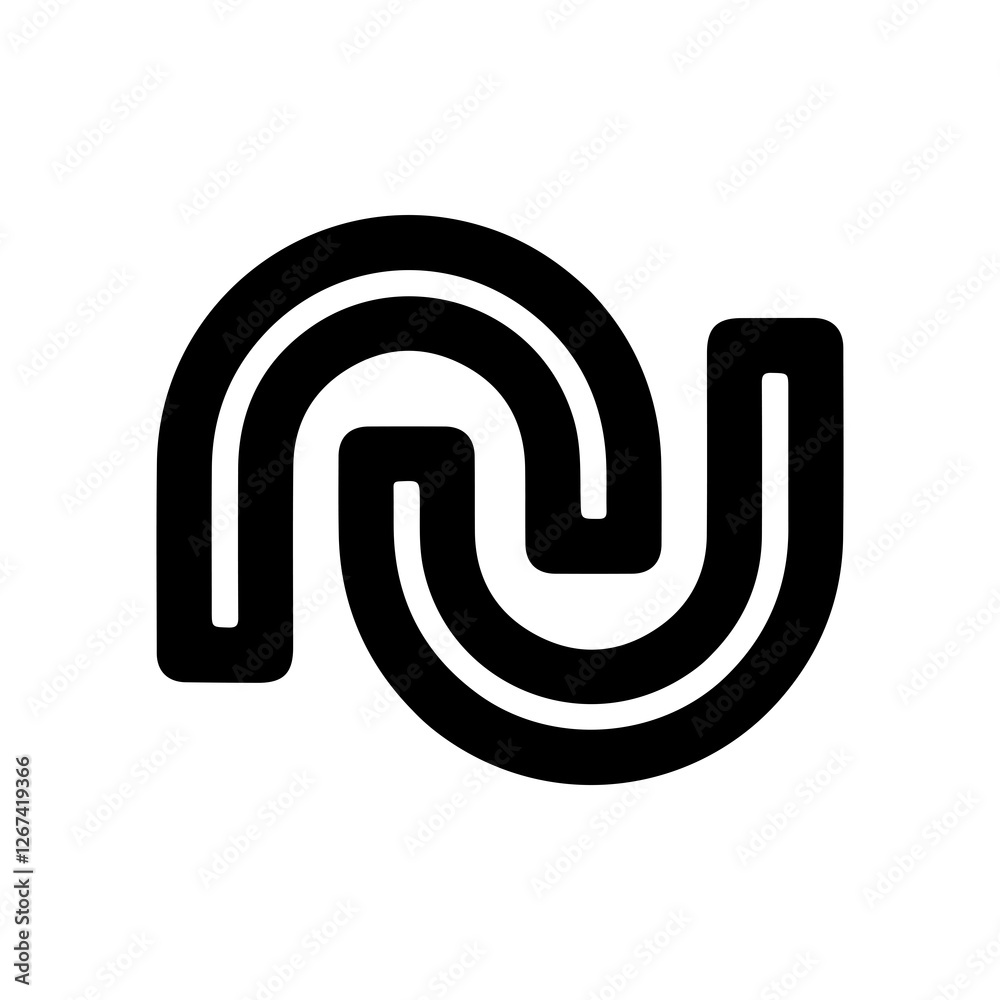 Interlocking U-shaped Black and White Symbol Interlocking U-shaped Black and White Symbol