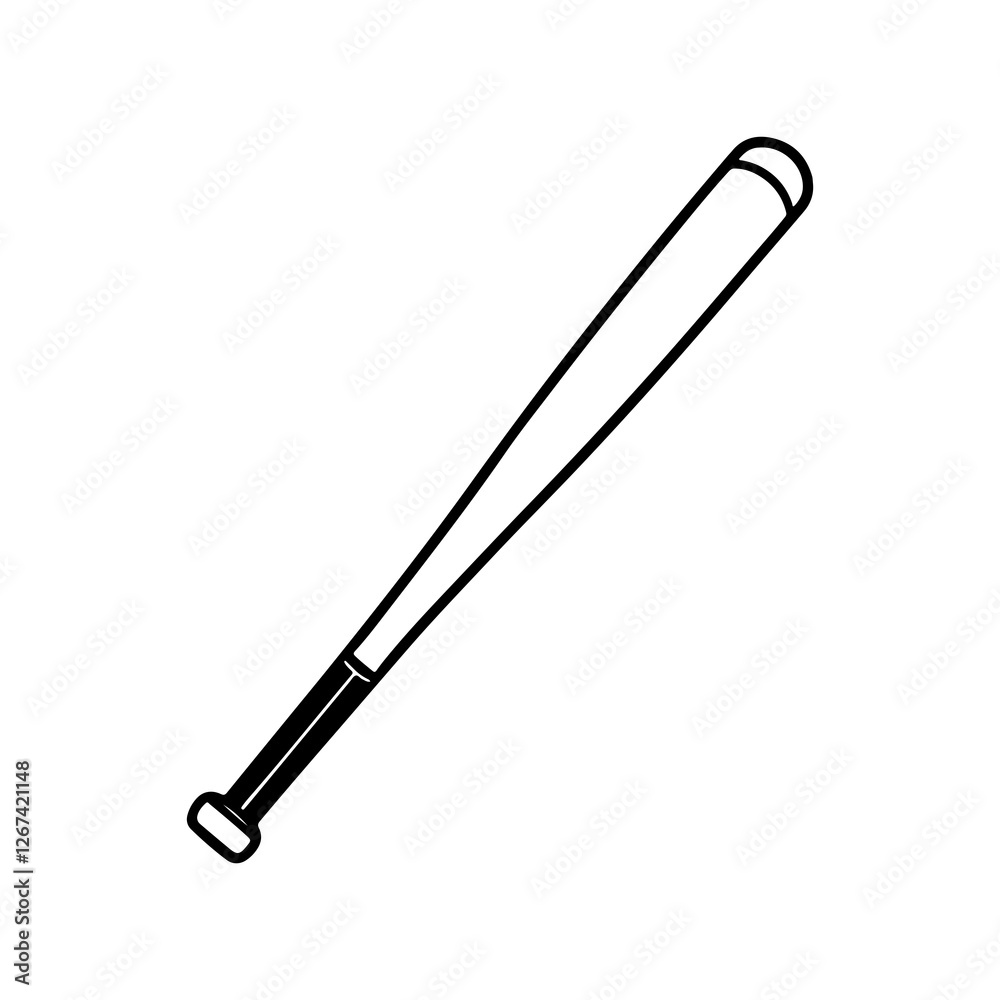 Black and White Baseball Bat Illustration Black and White Baseball Bat Illustration