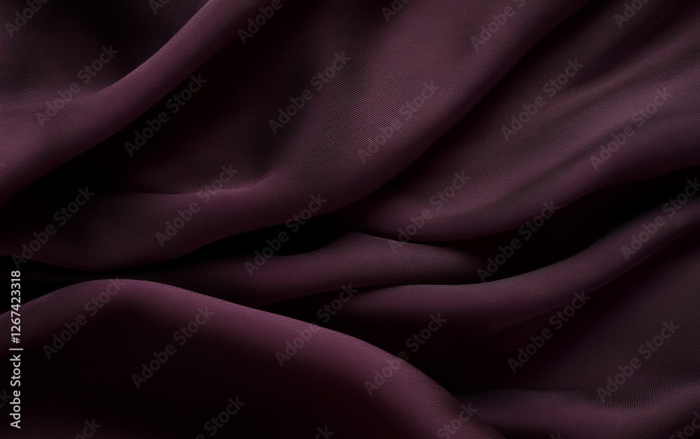 Obraz premium Elegant dark burgundy silk fabric with luxurious draped waves and smooth satin texture in a stylish abstract background for fashion and interior decor inspirations