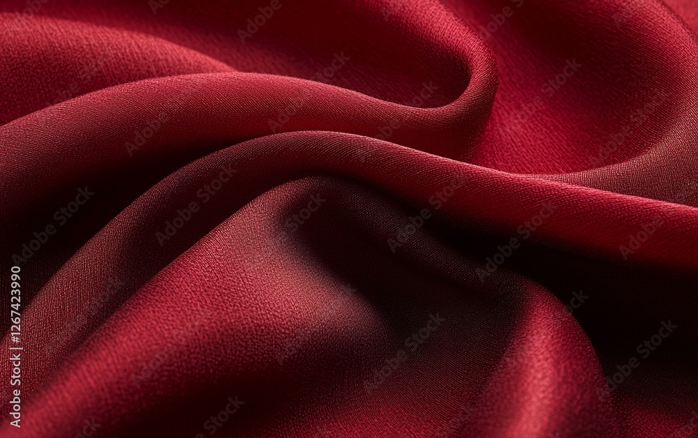 Fototapeta premium High quality velvet satin fabric in deep scarlet with soft luxurious waves and elegant draped folds creating a beautiful abstract background for fashion and design concepts