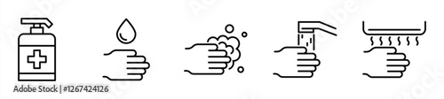 Hand Hygiene icon, washing hands removes germs and dirt