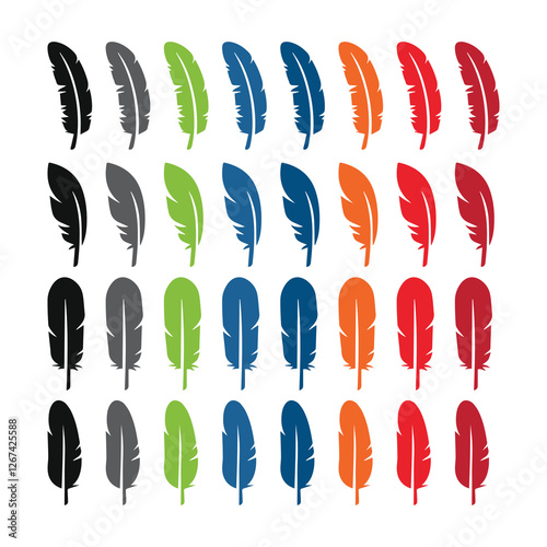 feather shape weightless bird plume icons vector image