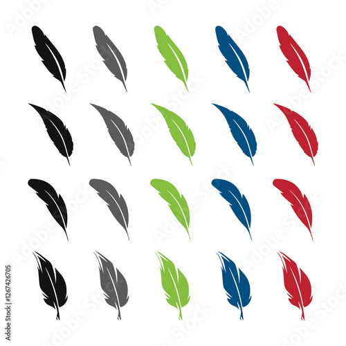 feather shape weightless bird plume icons vector image