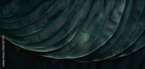 Dark green tropical leaf close-up with luxurious textured layers and abstract natural pattern for modern interior decor and organic design inspiration