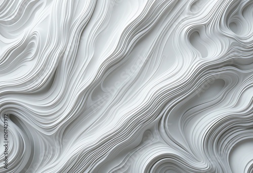 Stylish and modern minimalist seamless white wave texture pattern background with monochromatic color scheme. Abstract White Wave Forms background